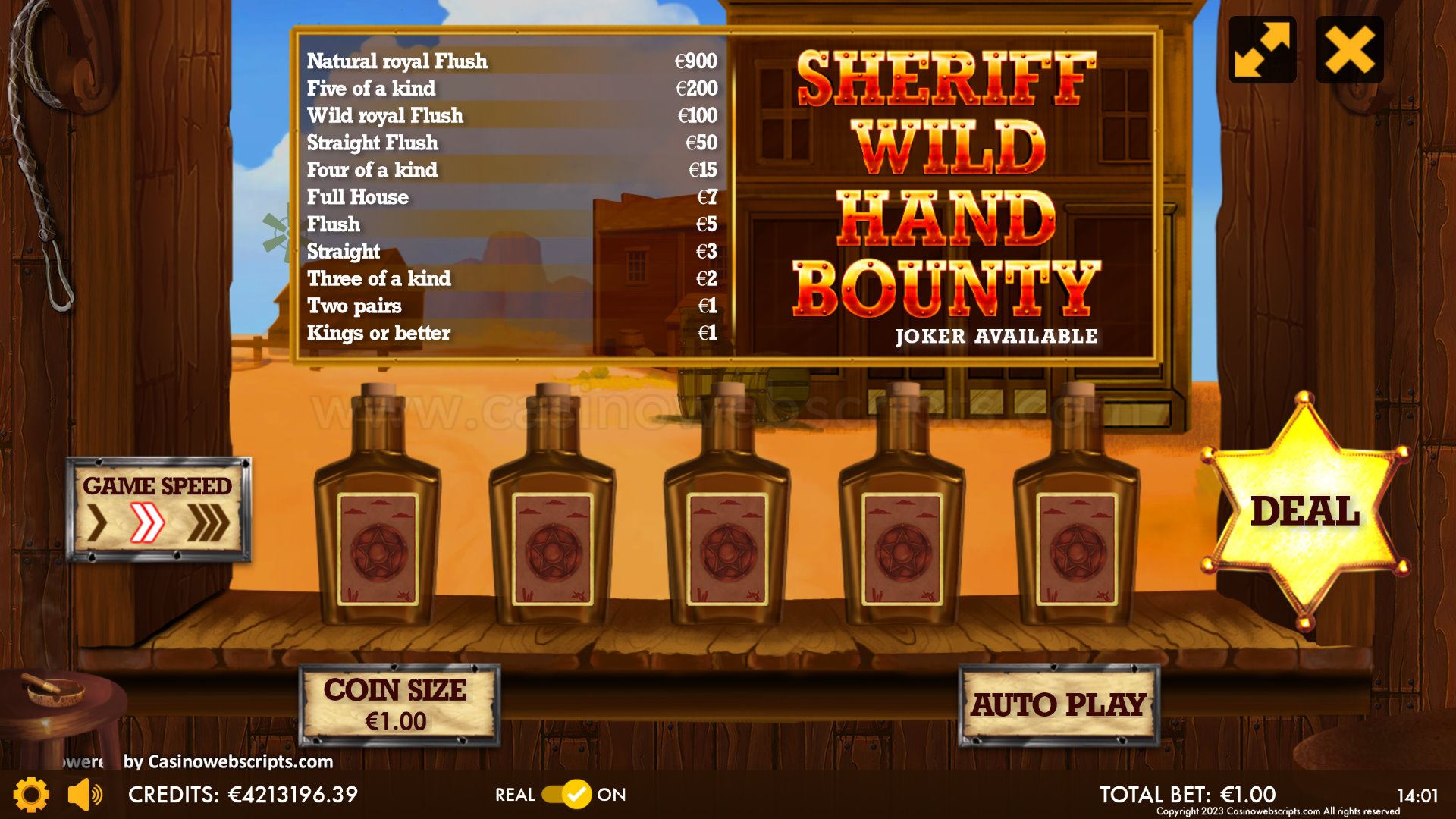 Sheriff Wild Hand Video Poker - Preview